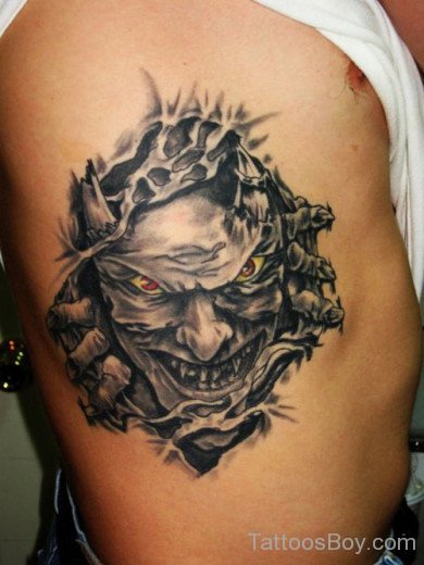 Devil Demon Tattoo Design On Rib-TB109