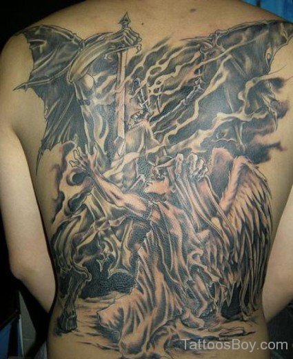 Devil Demon Tattoo On Back-TB112