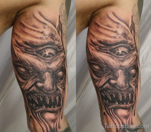 Devil Demon Tattoo On Leg-TB114