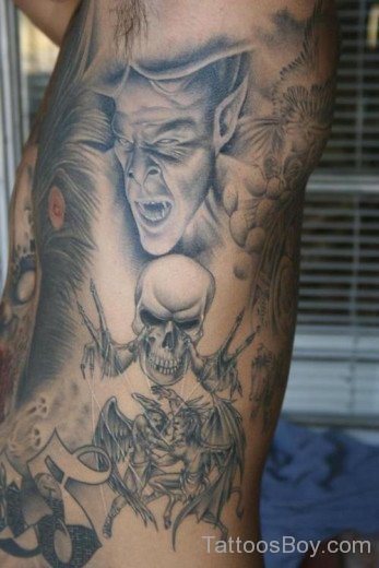 Devil Demon Tattoo On Rib-TB115