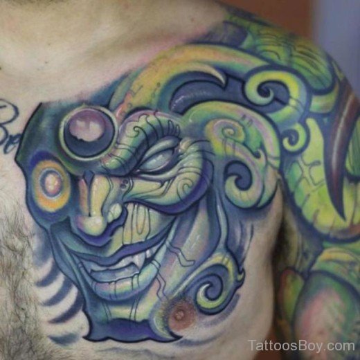 Devil Tattoo On Chest-Tb1263