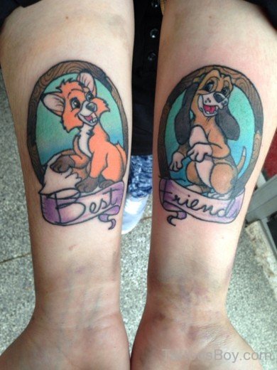 Dog and Fox Tattoo On Wrist-TB12040