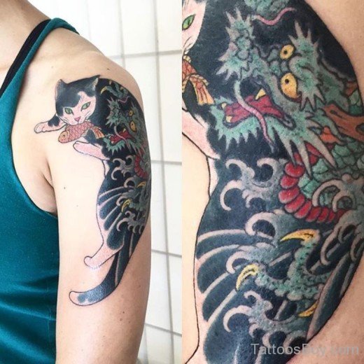 Dragon And Cat Tattoo-TB12088