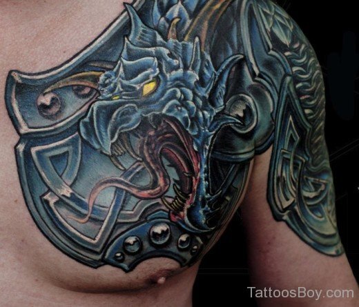 Dragon  Armor Tattoo  On Chest-TB1082
