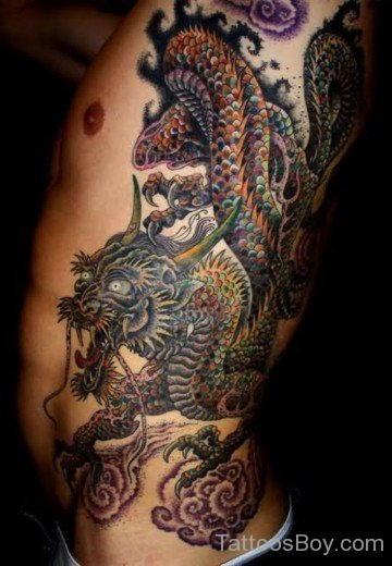 Dragon Tattoo On Rib-Tb1219
