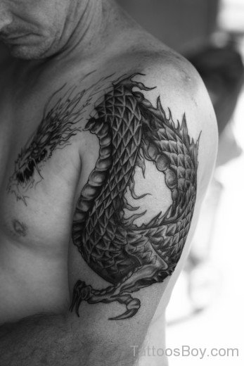 Dragon Tattoo On Shoulder-Tb1221