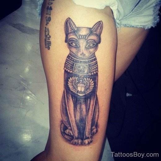 Egyptian Cat Tattoo On Thigh-TB12089