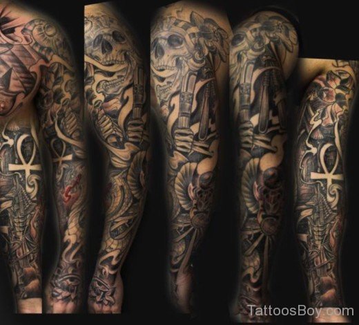 Egyptian Tattoo On Full Sleeve-TB147