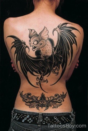 Elegant  Bat Tattoo On Back-TB1260