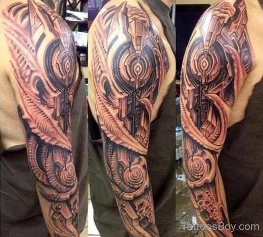 Elegant Biomechanical Tattoo On Full Sleeve-Tb1265