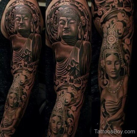 Elegant Buddha Tattoo On Full Sleeve-TB1086