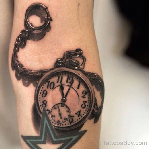 Elegant Clock Tattoo Design-Tb12099