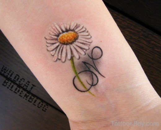 Elegant Daisy Flower Tatto On Wrist-TB1059