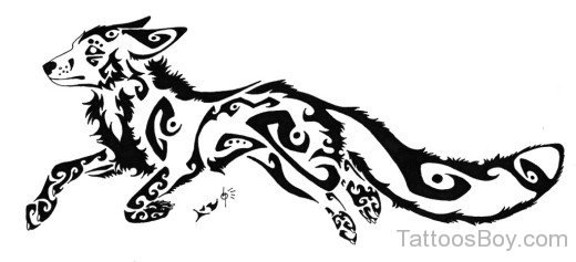 Elegant Tribal Fox Tattoo Design-TB12046