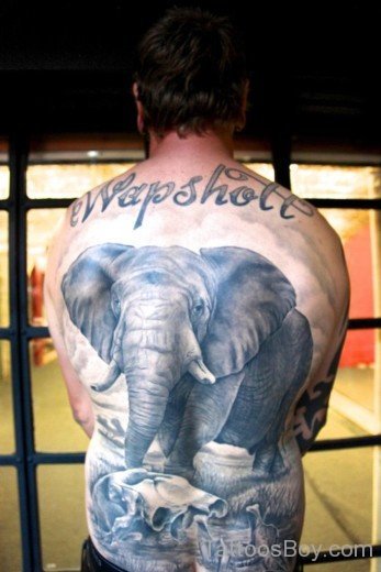 Elephant Tattoo On Back-TB132