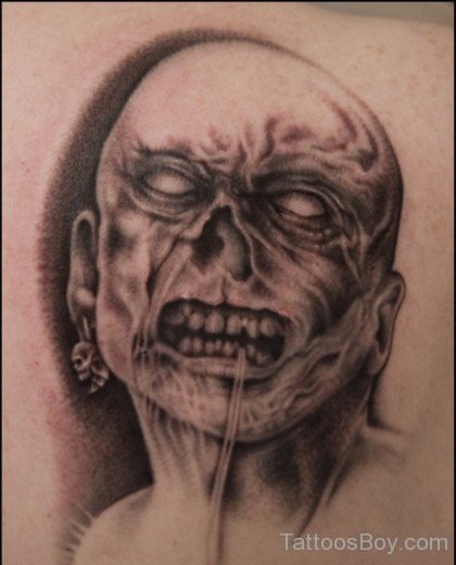 Evil Grey Ink Zombie Tattoo-TB1027