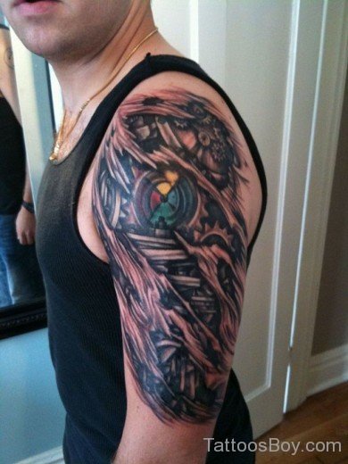 Excellent Biomechanical Tattoo On Half Sleeve-Tb1266