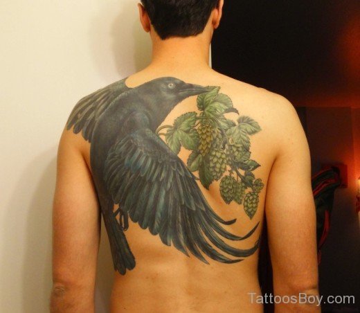 Exlcellent Crow Tattoo On Back-TB1092