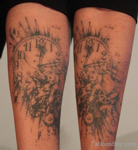 Exotic Clock Tattoo Design-Tb12102