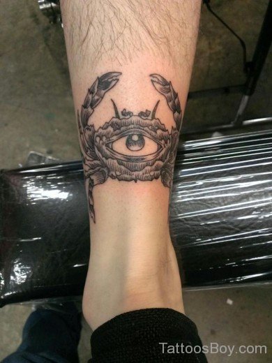 Eye And Crab Tattoo On Leg-TB12100