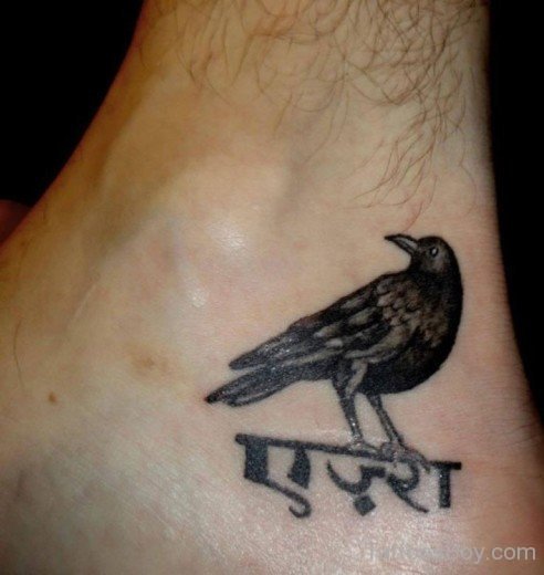 Ezra Crow Tattoo On Ankle-TB1093