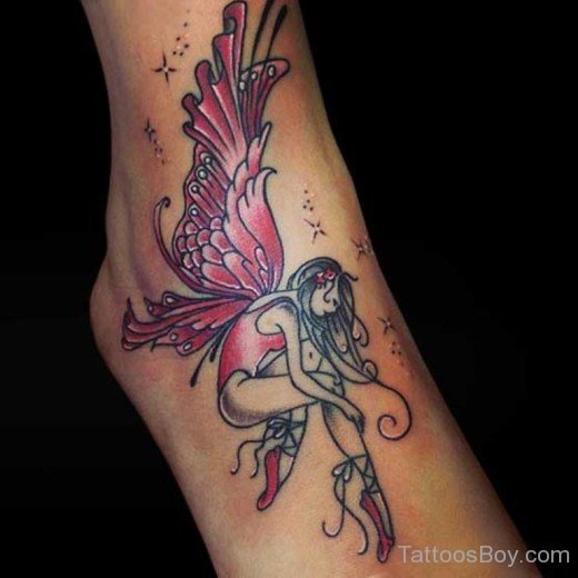 Fairy Tattoo On Foot-Tb1224