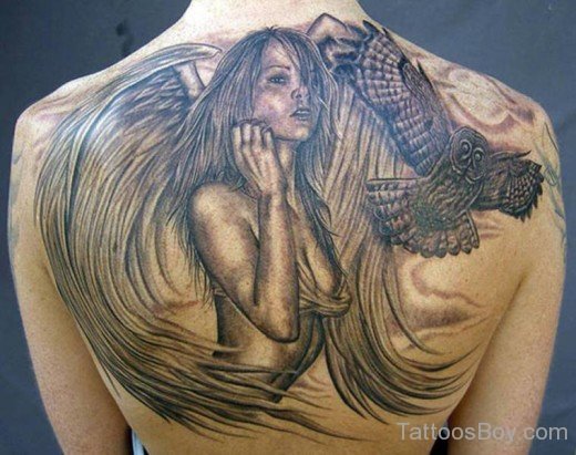 Fallen Angel Tattoo On Back-TB12071