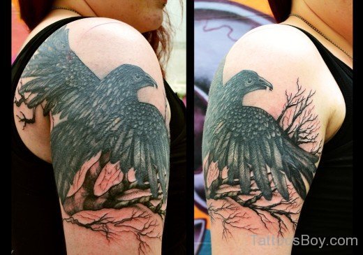 Fancy Crow Tattoo On Shoulder-TB1094
