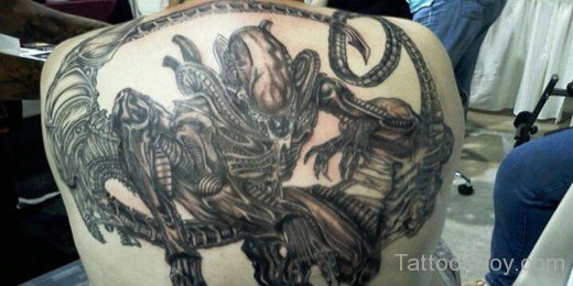 Fantastic Alien Tattoo On Back-TB144