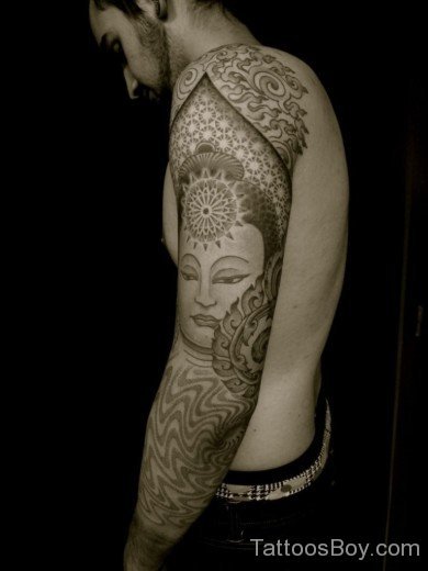 Fantastic Buddha Tattoo On Full Sleeve-TB1089
