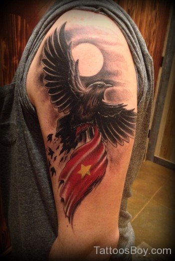 Fantastic Crow Tattoo On Shoulder-TB1095