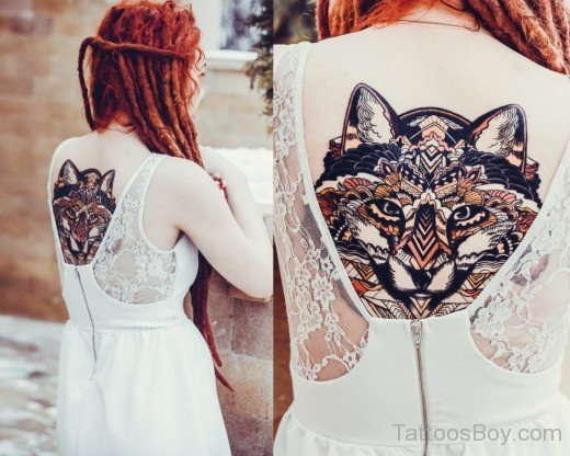 Fantastic Fox Tattoo Design On Back-TB12048