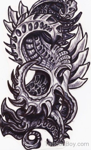 Fantastic Biomechanical Tattoo Design-Tb1269