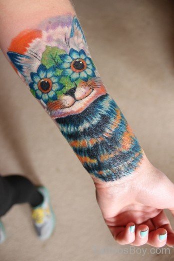 Fantasy Cat Tattoo On Wrist-TB12097