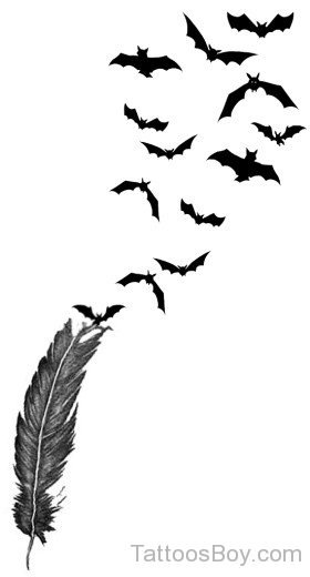 Feather And  Bat Tattoo Design-TB1263