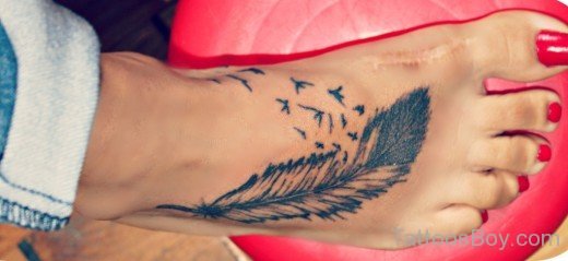 Feather And Birds Tattoo On Foot-TB12052