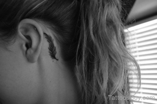 Feather Tattoo On Behind Ear'-TB1061
