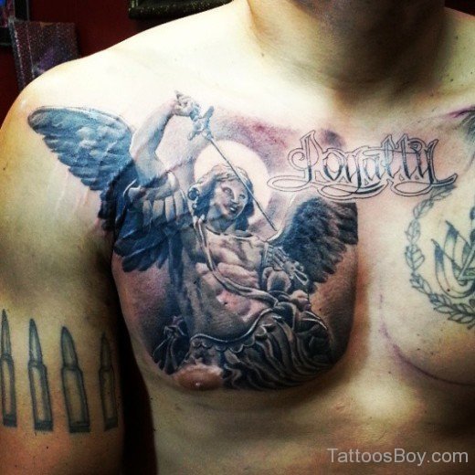 Female Angel Tattoo On Chest-TB12073