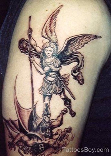 Fighting Guardian Angel Tattoo-TB12076