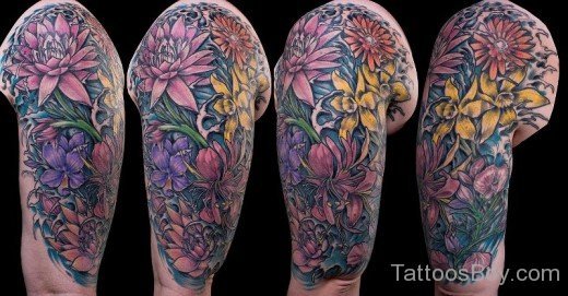 Floral Daisy Flower On Half Sleeve-TB1063