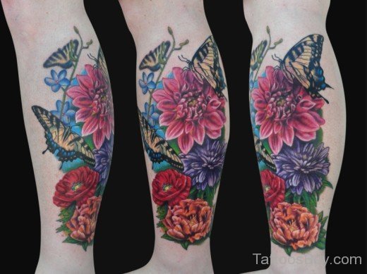 Flower And Butterfly Tattoo-TB1064