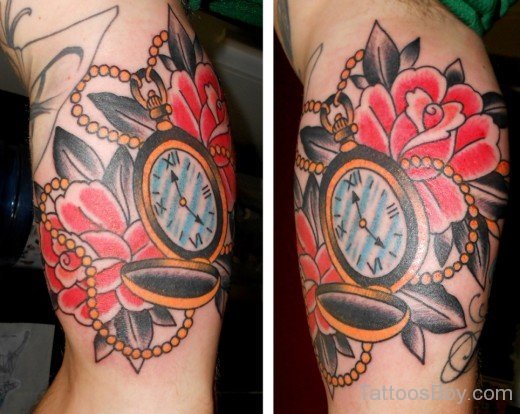 Flower And Clock Tattoo-TB12085