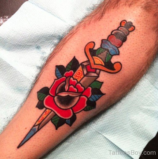 Flower And Dagger Tattoo-TB12054