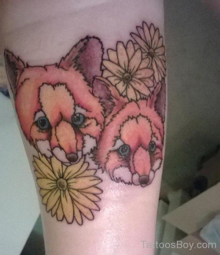 Flower And Fox Tattoo-TB12051