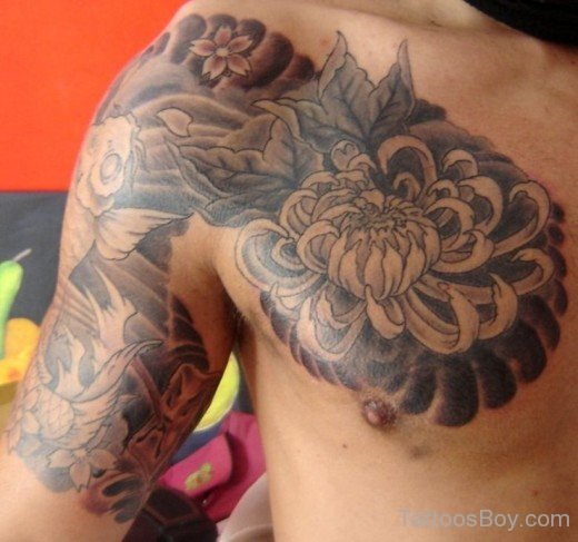 Flower Tattoo Design On Chest-TB12056
