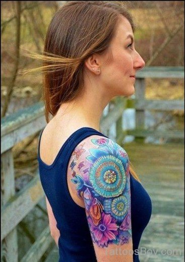 Flower Tattoo Design On Shoulder-TB12057