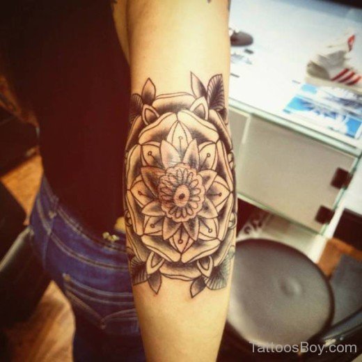 Flower Tattoo On Elbow 1-TB129