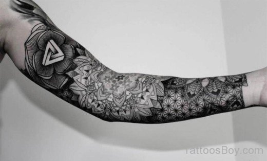 Flower Tattoo On Full Sleeve-TB12086