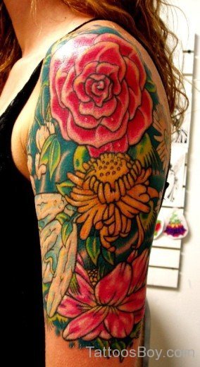Flower Tattoo-On-Half-Sleeve-