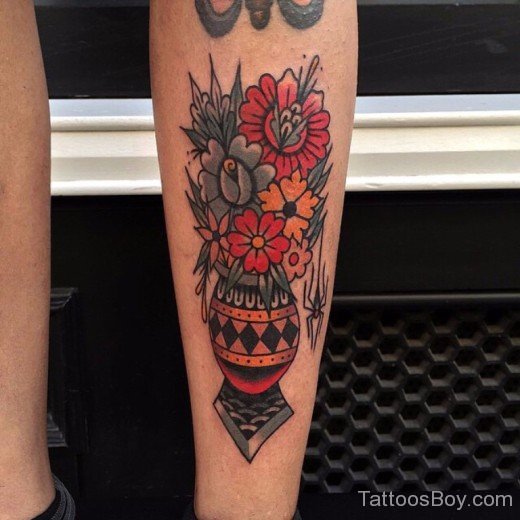 Flower Tattoo On Leg